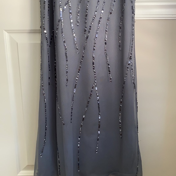 Hand  beaded one shoulder Grey dress - Picture 5 of 14